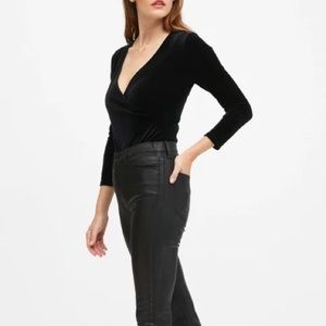 Black velvet wrap bodysuit - Banana Republic - NWOT